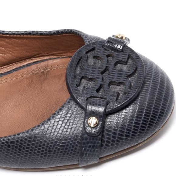 Tory Burch Mini Miller Lizard Leather Ballet Flats - Picture 10 of 16